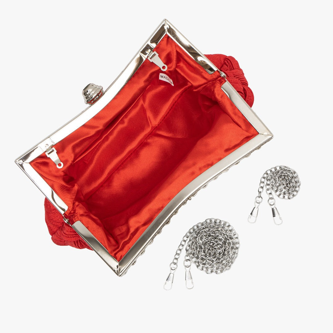 Giselle Rhinestone Braided Clutch Bag