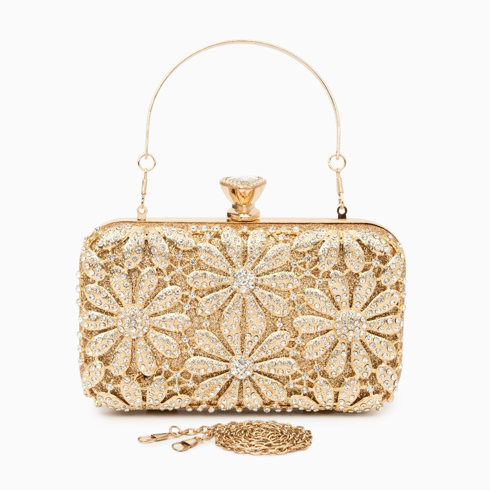 Rhinestone Flower Clutch Bag