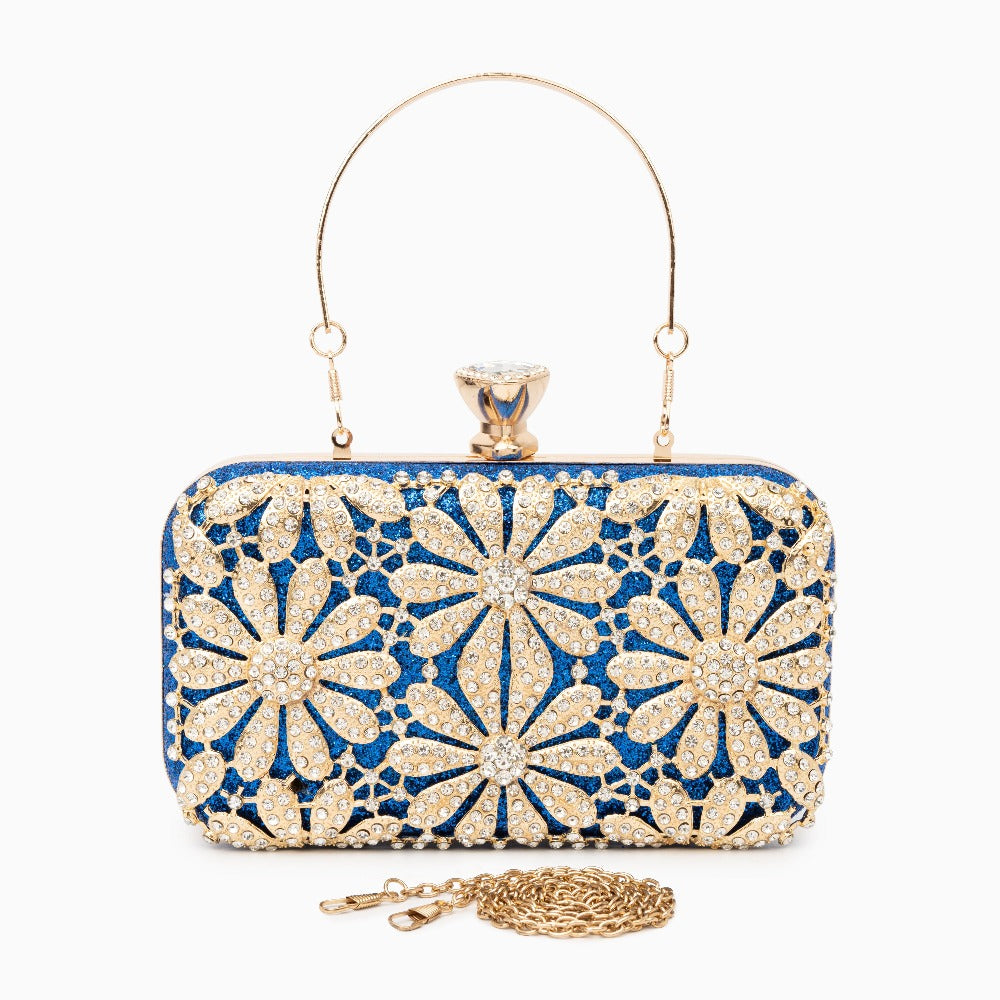 Rhinestone Flower Clutch Bag
