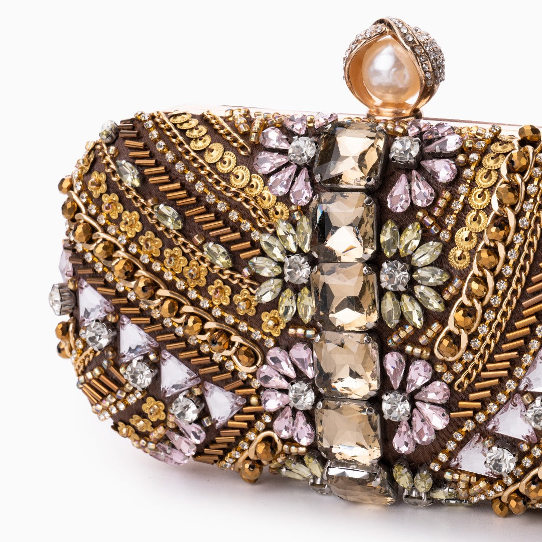 Cynthia Beaded Clutch Bag With Embroidery