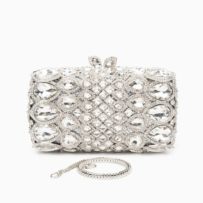 Reina Silver Rhinestones Crystal Clutch Bag