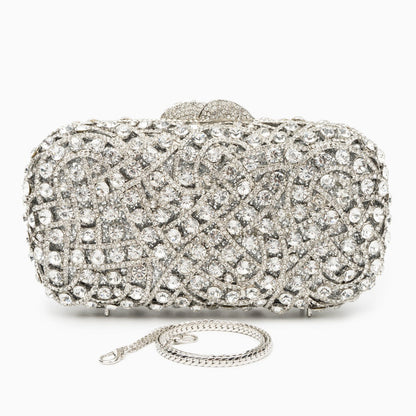 Silver Rhinestones Clutch Bag By Valentina