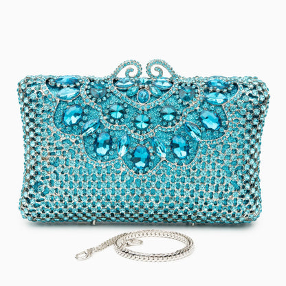 Rhinestone-Embellished Venus Clutch Bag Sky Blue