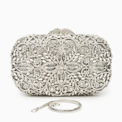 Athena Rhinestone Clutch Bag Silver