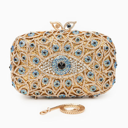 Evil Eye Clutch Bag In Gold