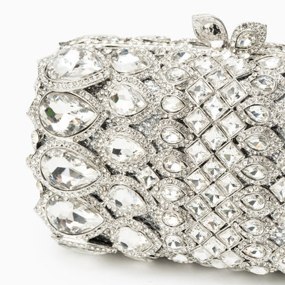 Reina Silver Rhinestones Crystal Clutch Bag