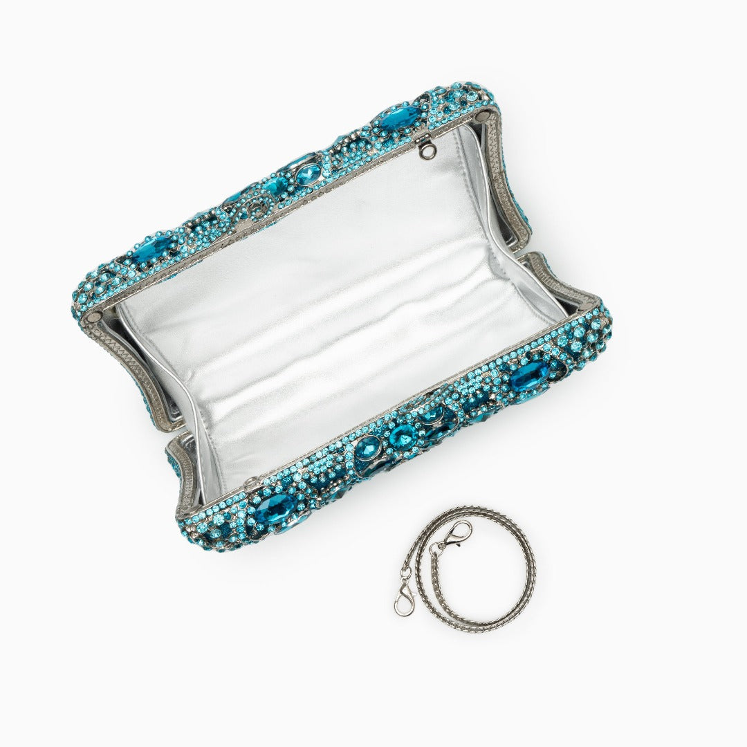 Rhinestone-Embellished Venus Clutch Bag