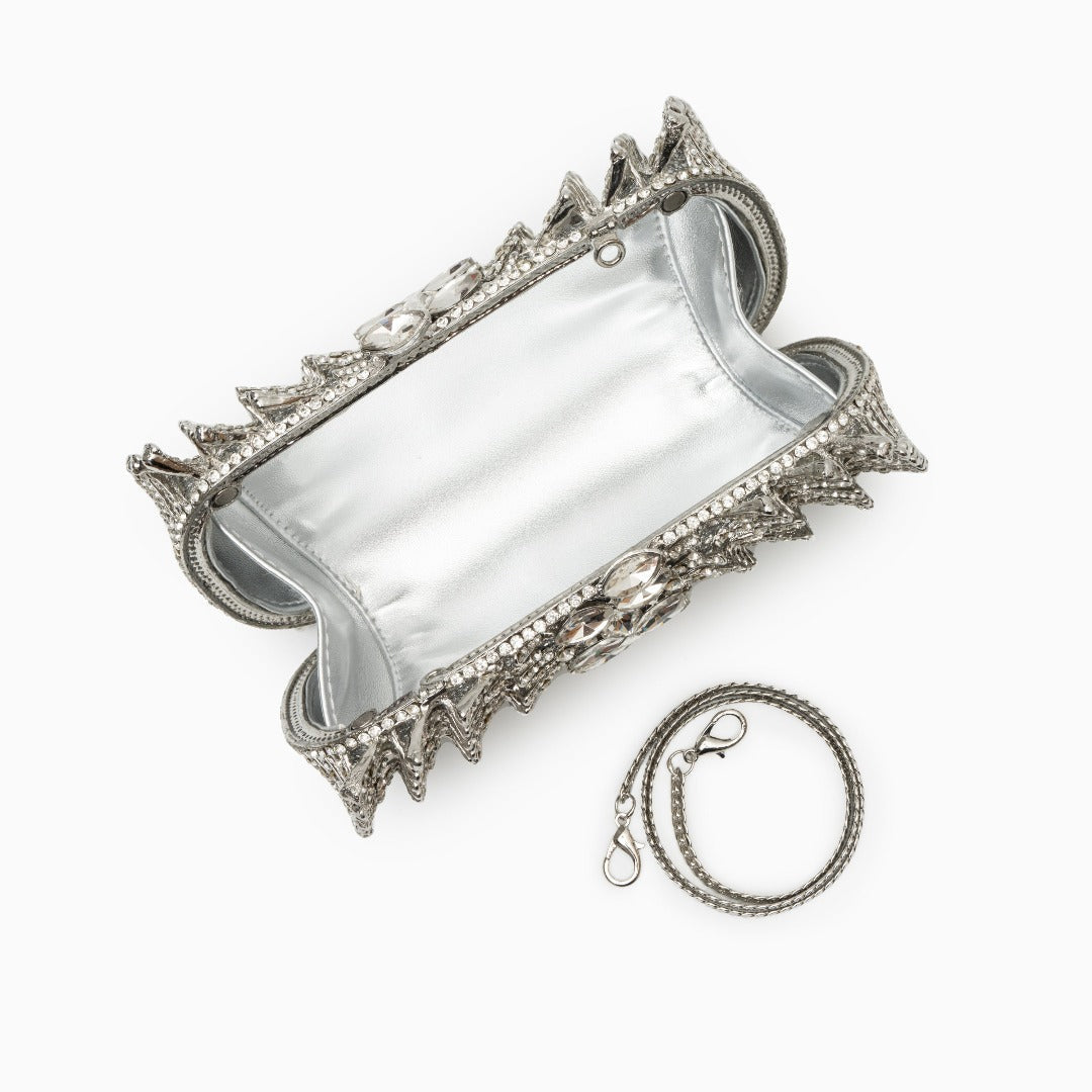 Silver Julia Diamonds Clutch Bag