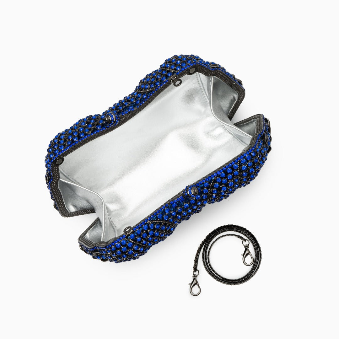Blue Rhinestones Clutch Bag By Alyssa