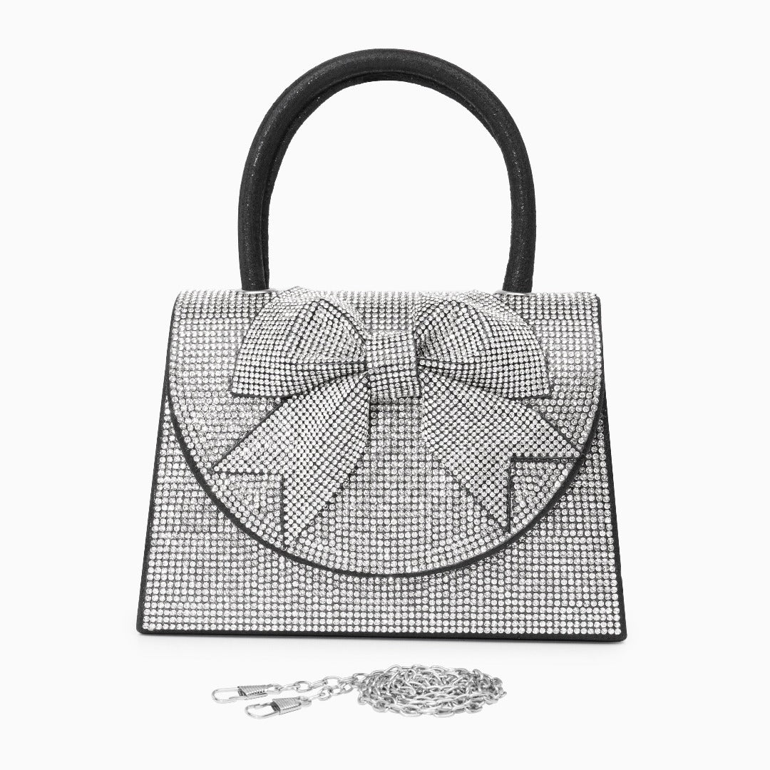 Rhinestone Embellished Ribbon Handbag By Hazel
