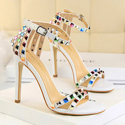 Rivet High Heels Roman Style Sandals Stiletto For Women