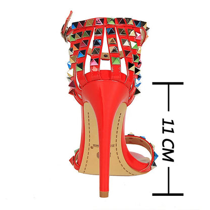 Rivets Women Sandals Roman Style Heeled