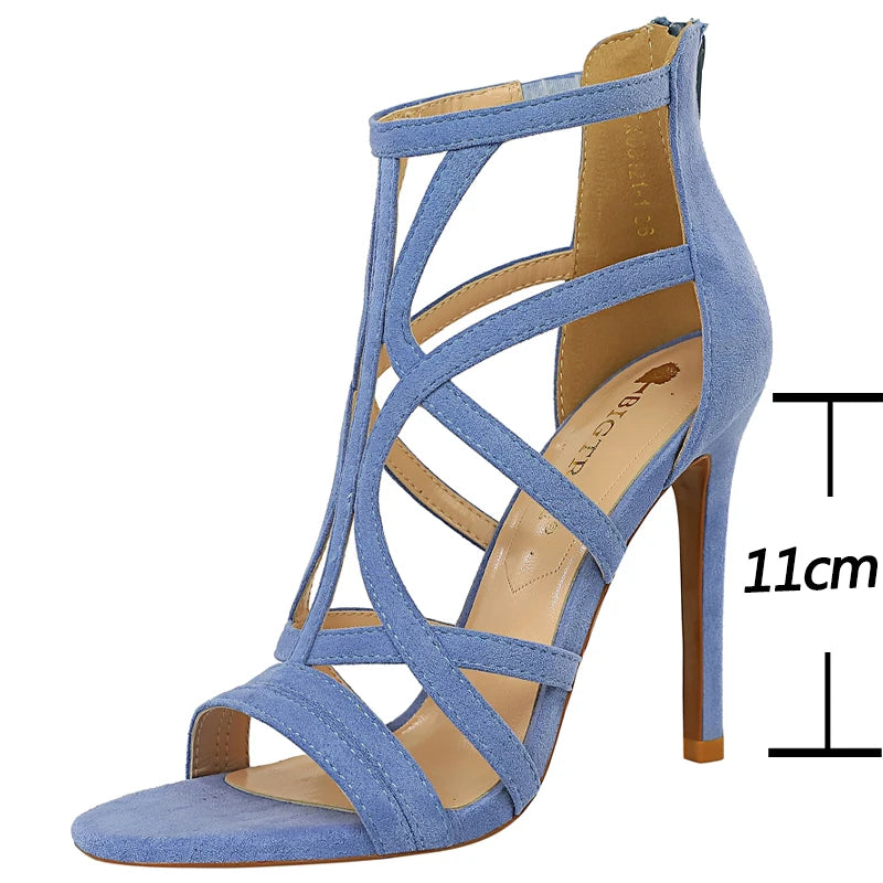 Roman Style High Heels Suede Hollow Women Shoes