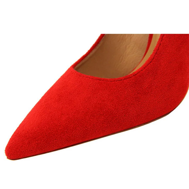 Suede High Heels With Bow-Knot Detail Stiletto Pumps For Women