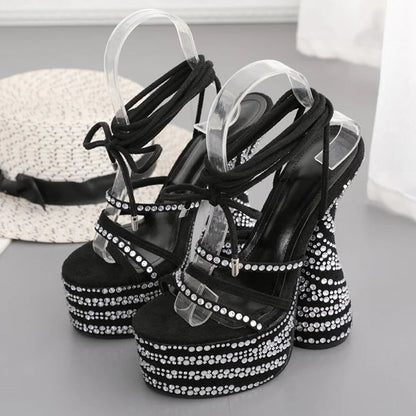 Crystal Strange Platform Sandals With Open Toe And Thick Bottom