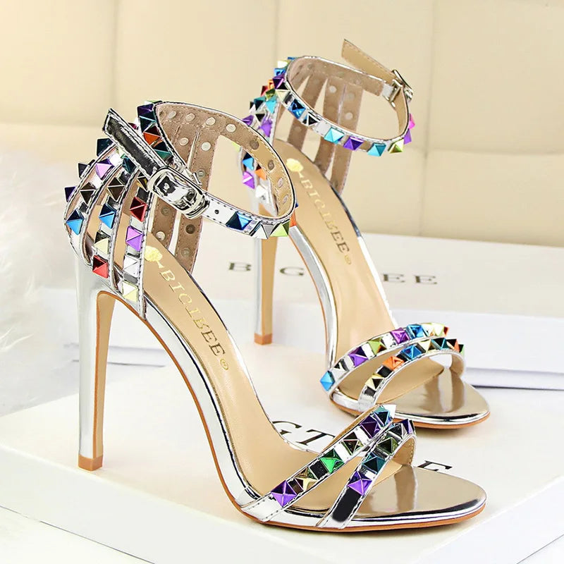 Rivet High Heels Roman Style Sandals Stiletto For Women