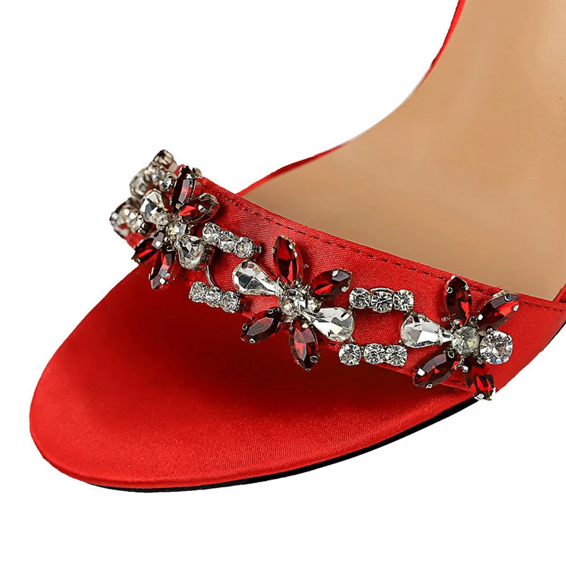 Rhinestone Open Toe High Heel Sandals For Women By New Designer