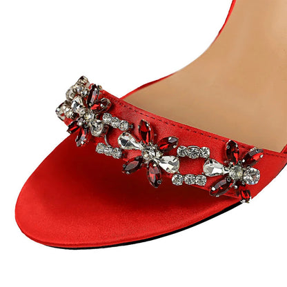 Rhinestone Open Toe High Heel Sandals For Women By New Designer