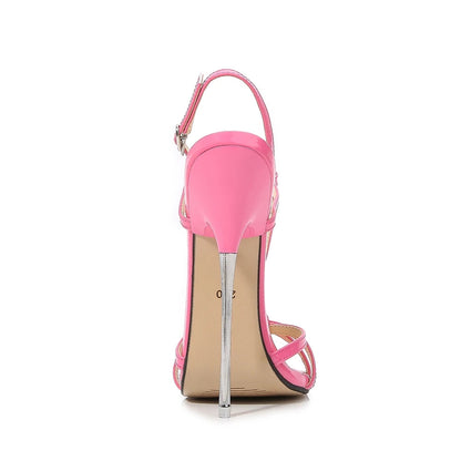 Metal Heel Strappy Stiletto Sandals For Women 16Cm High Summer Style