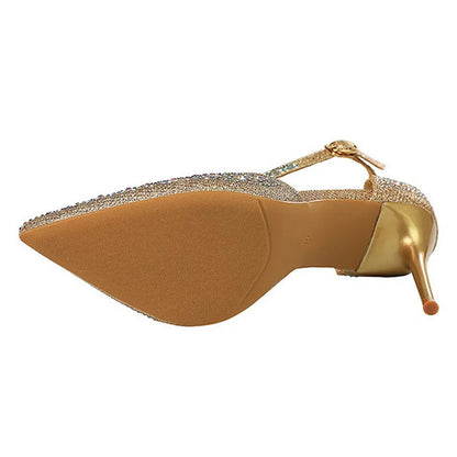 Shiny Rhinestones High Heels Ladies Pumps Stiletto Sweet Women Shoes
