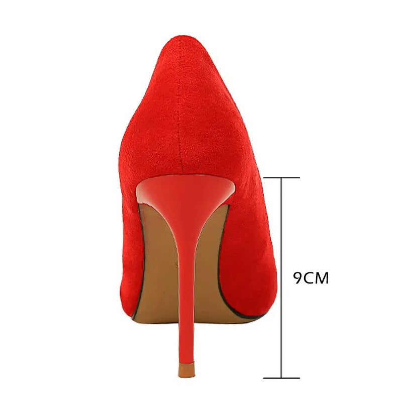 Suede High Heel Pumps - Fashionable Office And Party Shoes