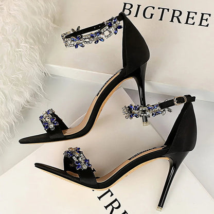 Rhinestone Open Toe High Heel Sandals For Women By New Designer