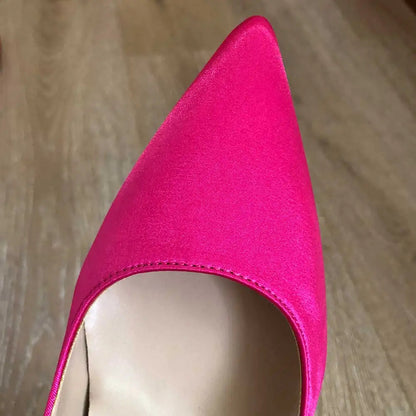 Rose Pink Satin Pointed Toe High Heels Stiletto Pumps For Women