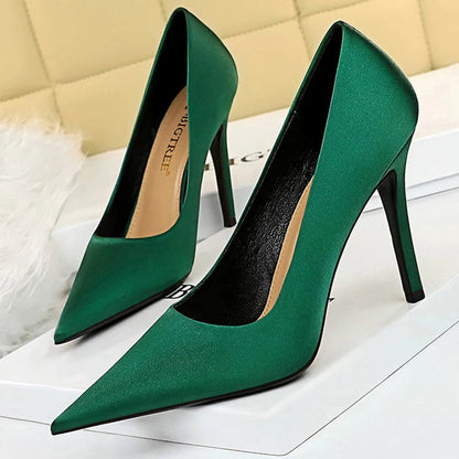 Silk High Heel Stiletto Party Shoes For Women