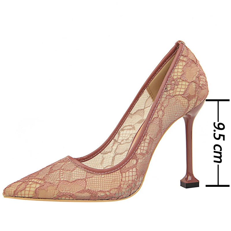 Lace Hollow Stiletto Heels Nightclub Party Shoes For Women