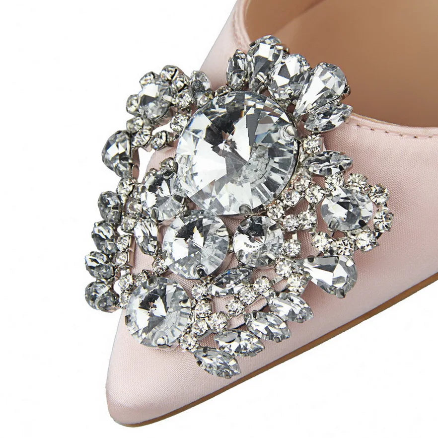 Kitten Heel Rhinestone Pumps For Women’s Wedding High Heels