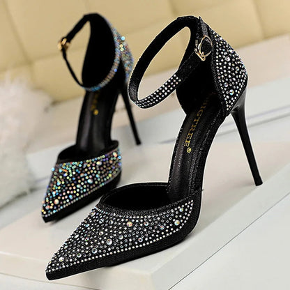 Shiny Rhinestones High Heels Ladies Pumps Stiletto Sweet Women Shoes