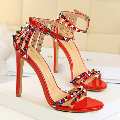 Rivet High Heels Roman Style Sandals Stiletto For Women