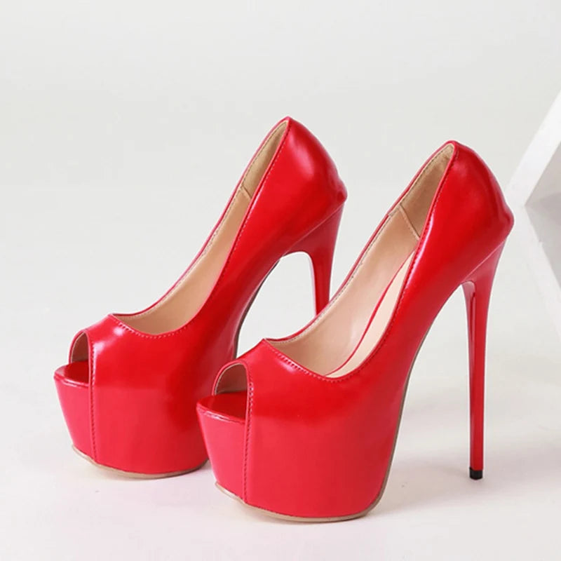 Red Platform Sandals High Heels For Women
