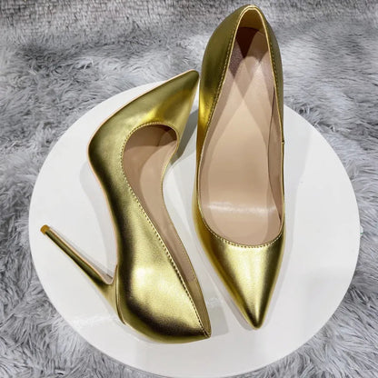 Gold Matte Women Pointytoe High Heel Wedding Party Shoes