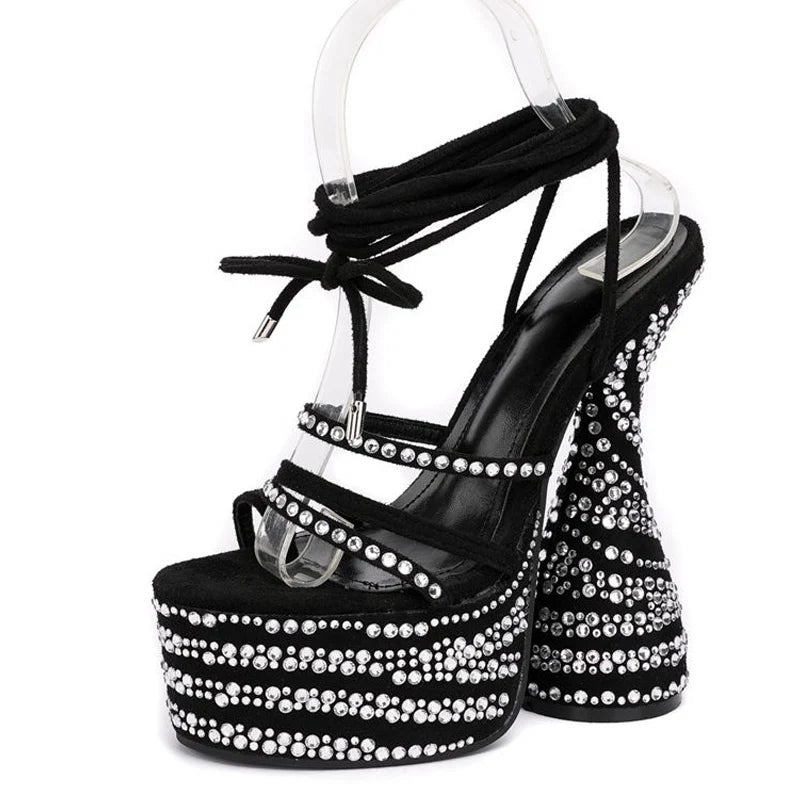 Crystal Strange Platform Sandals With Open Toe And Thick Bottom