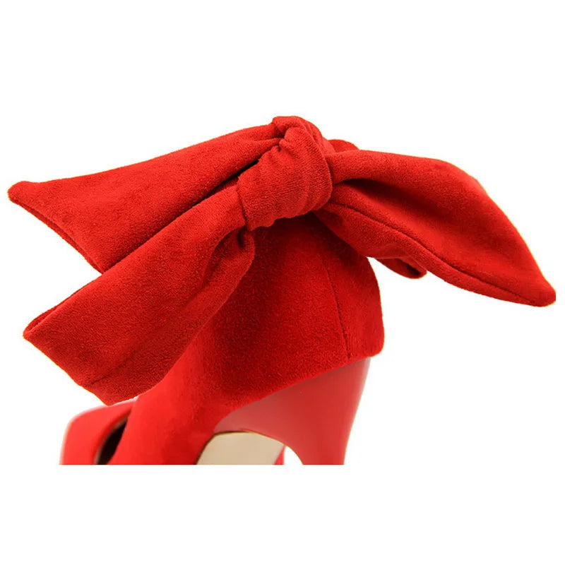 Suede High Heels With Bow-Knot Detail Stiletto Pumps For Women