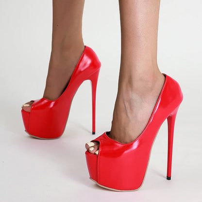 Red Platform Sandals High Heels For Women
