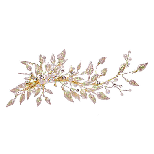 Handmade Wedding Hair Comb Clip Austrian Crystals And Pearls In Light Gold