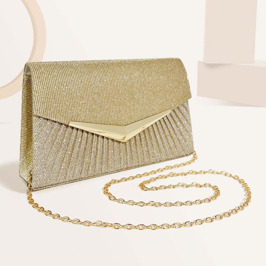 Shiny Pleated Clutch By Amy