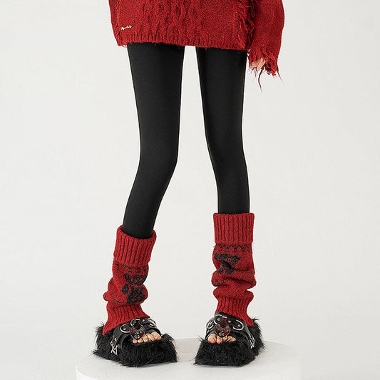 Wool Chunky Slouchy Sexy Red Christmas Leg Warmers