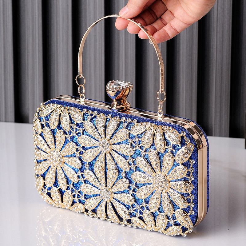Rhinestone Flower Clutch Bag