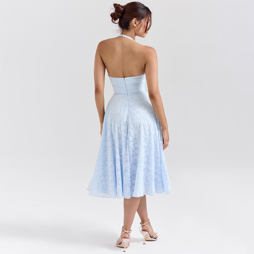 Lace Halter Neck Midi Dress