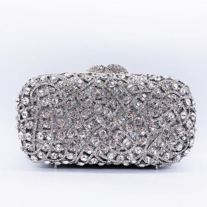 Silver Rhinestones Clutch Bag By Valentina