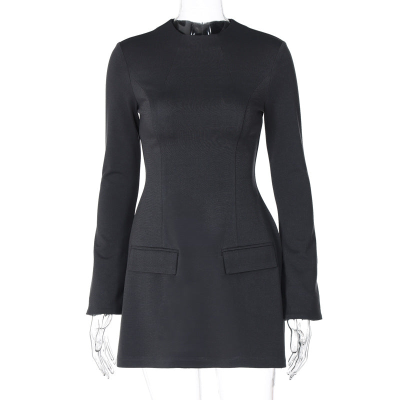 Gia Long Sleeve Bodycon Mini Dress Dark Gray / L