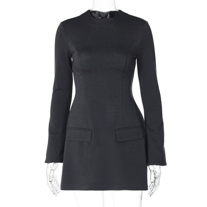 Gia Long Sleeve Bodycon Mini Dress Dark Gray / L
