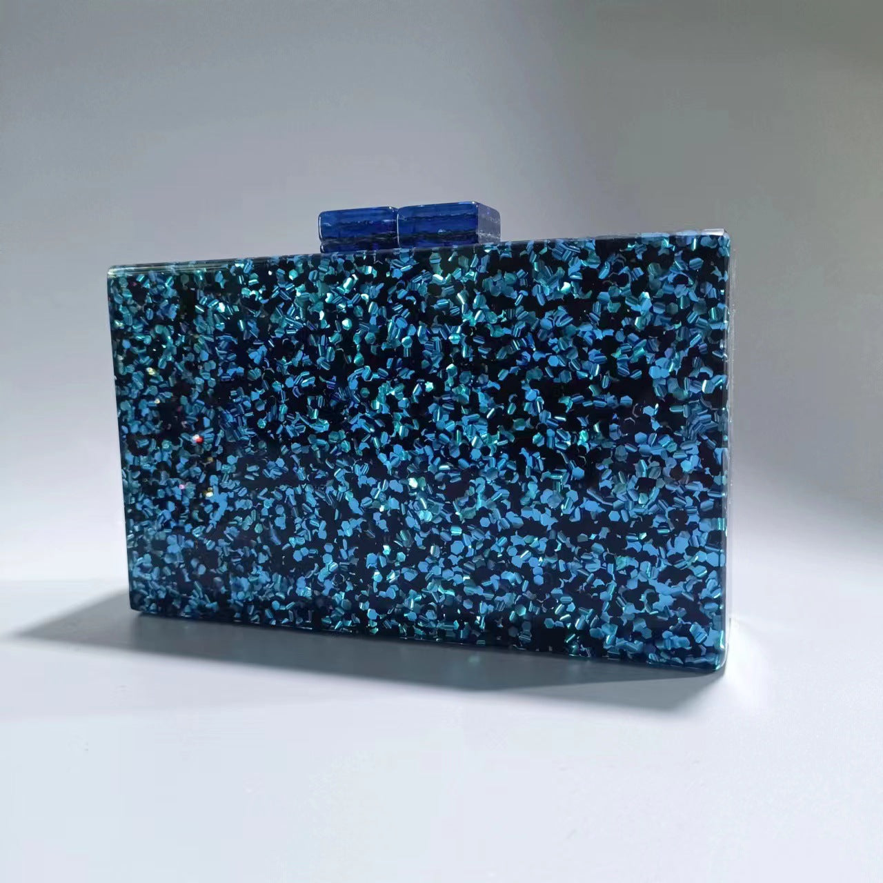 Sequined Acrylic Clutch Bag By Denise Blue