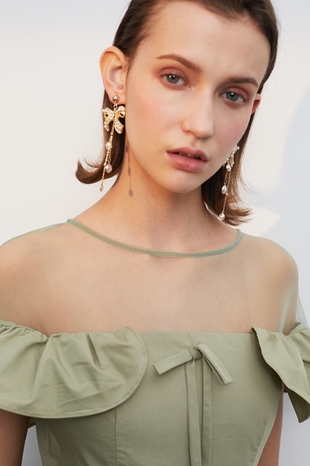 Bow Design Drop Earrings