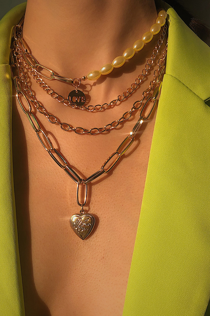 Layered Gothic Baroque Pearl Chunky Chain Necklace