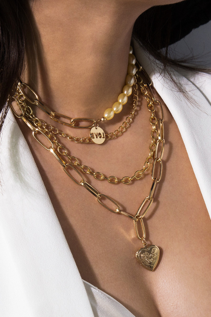 Layered Gothic Baroque Pearl Chunky Chain Necklace