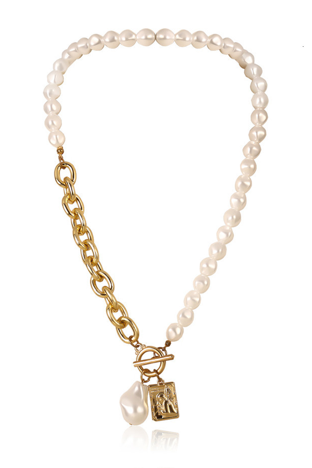 Baroque Pearl Angel Pendant Gothic Choker Necklace